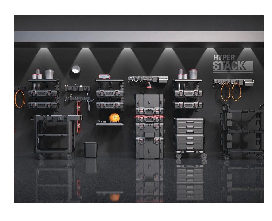 Hyper Tough Hyper Stack Heavy Duty 3 Piece Modular Rolling Toolbox System, Black