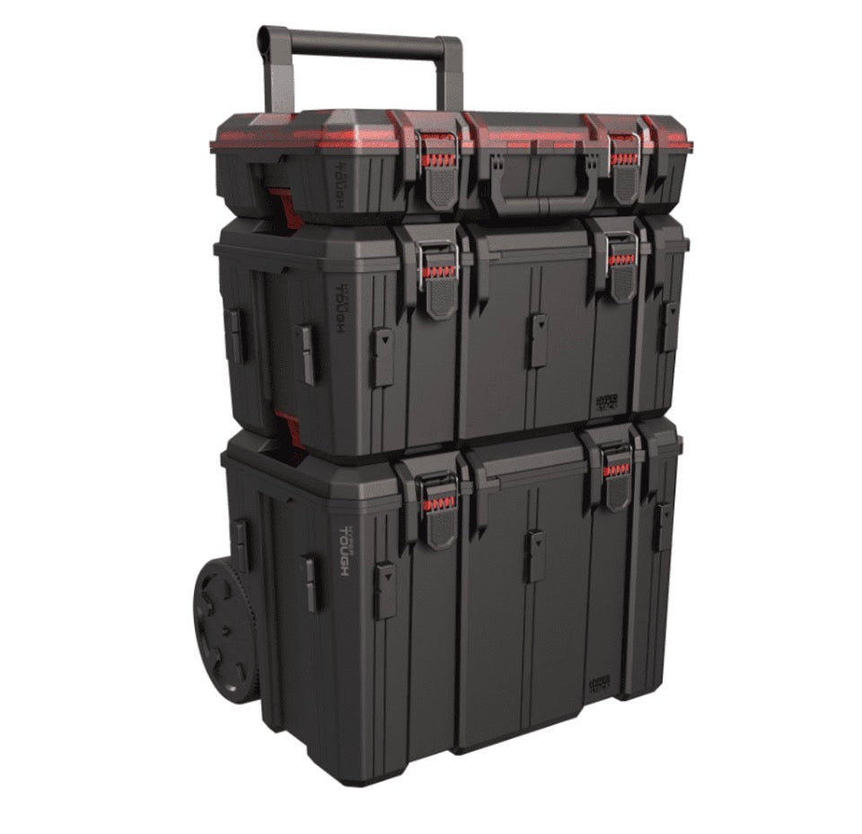 Hyper Tough Hyper Stack Heavy Duty 3 Piece Modular Rolling Toolbox System, Black