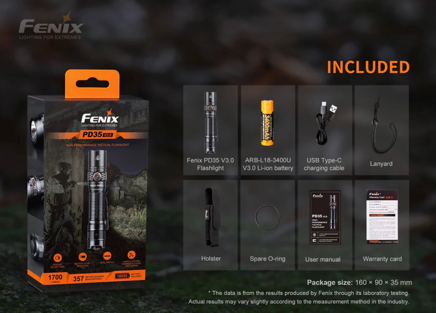 FENIX PD35 V3.0 EVERYDAY CARRY FLASHLIGHT - 1700 LUMENS
