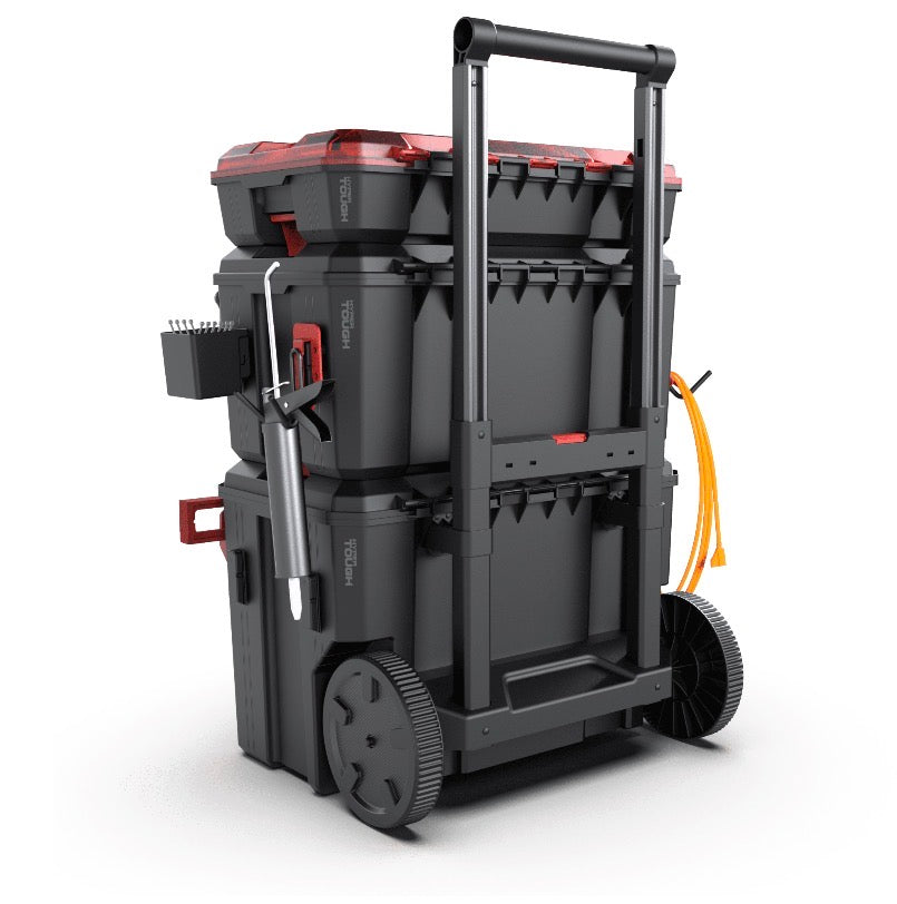 Hyper Tough Hyper Stack Heavy Duty 3 Piece Modular Rolling Toolbox System, Black