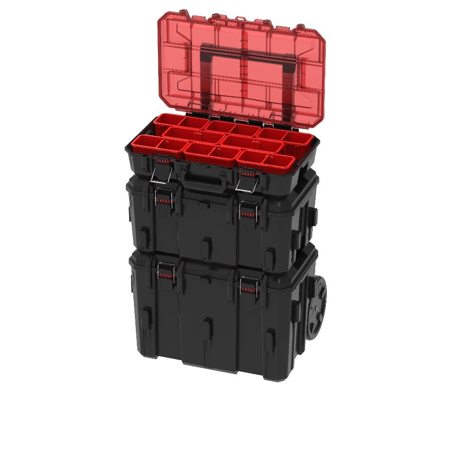 Hyper Tough Hyper Stack Heavy Duty 3 Piece Modular Rolling Toolbox System, Black