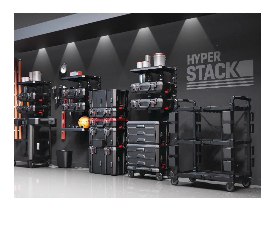 Hyper Tough Hyper Stack Heavy Duty 3 Piece Modular Rolling Toolbox System, Black