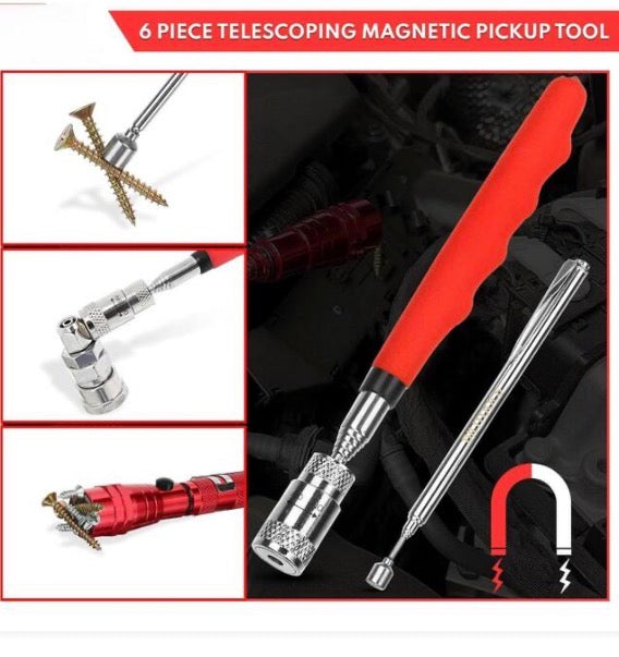 BILITOOLS 6 Piece Telescoping Magnetic Pickup Tool Set, Extendable Mechanic Magnet Retrieval Tool Set Ideal Father's Day Gifts Gift for Men Dad Husband & Brother