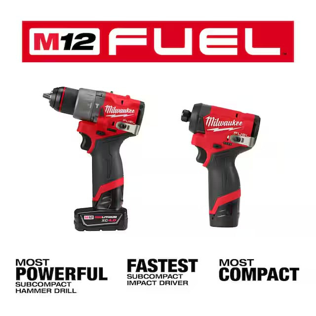 M12 FUEL 12-Volt Li-Ion Brushless Cordless Hammer Drill and Impact Driver Combo Kit (2-Tool) with M12 3/8 in. Ratchet