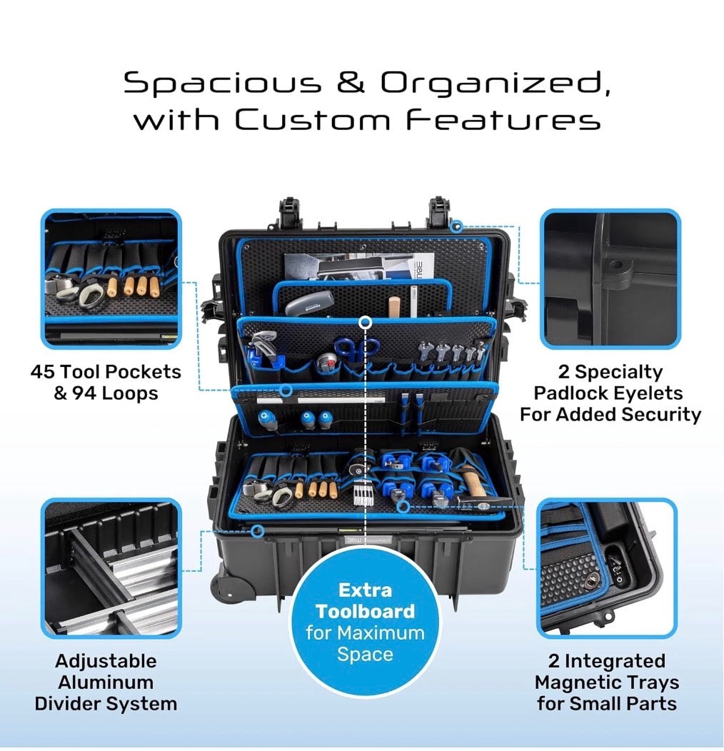 B&W international Jumbo 6700 Outdoor tool case with pocket Tool Board, Black
