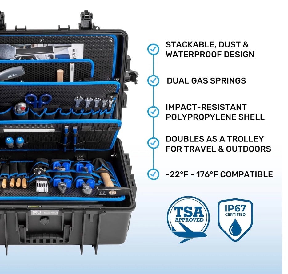 B&W international Jumbo 6700 Outdoor tool case with pocket Tool Board, Black