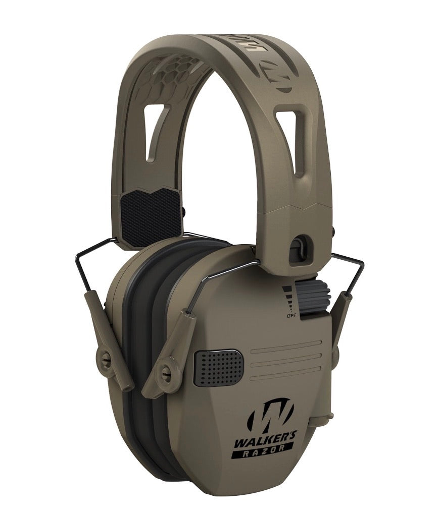 Walker's Razor Tacti-Grip Earmuffs- Black, High Performance Silicone Composite Slip Free Headband- Natural Sound Clarity Full Dynamic Range 23 NRR