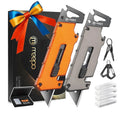 M MEEPO 5 In 1 Box Cutter, Aluminum Alloy 2-Pack Retractable Utility Knife with Wrench, Bottle Opener, Screwdriver, EDC Tough Pocket Knife Gift for Men Adult Father Dad, with 40-Piece SK2 Blade